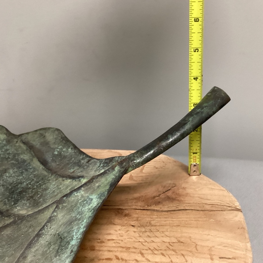 🟢 Vintage Solid Brass, Huge & Loaded With Patina Leaf Center Piece Decor - Rare - Picture 14 of 16